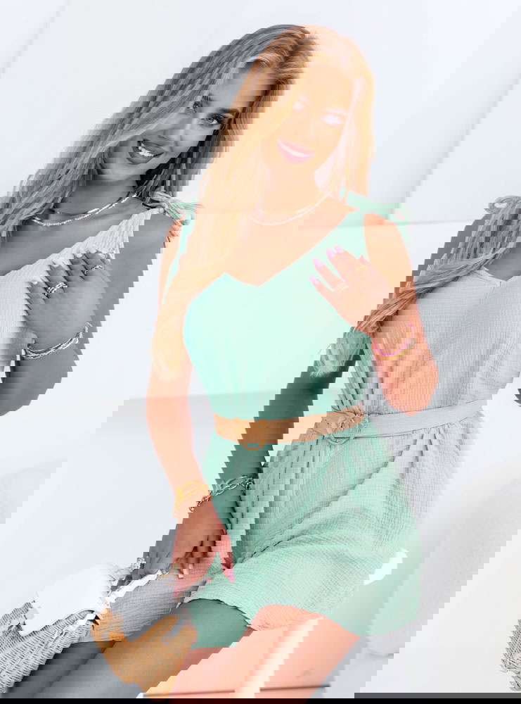 Miętowy muślinowy kombinezon na...