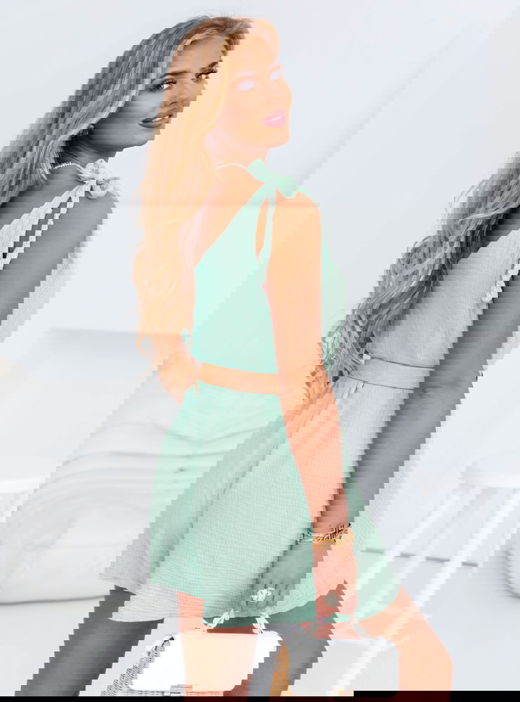 Miętowy muślinowy kombinezon na...