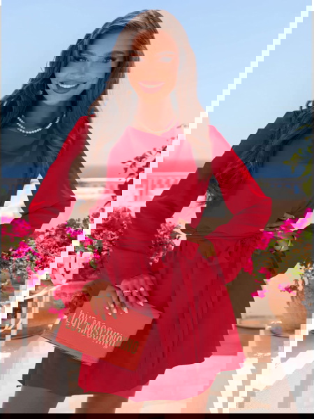 Malinowa mini sukienka... 2