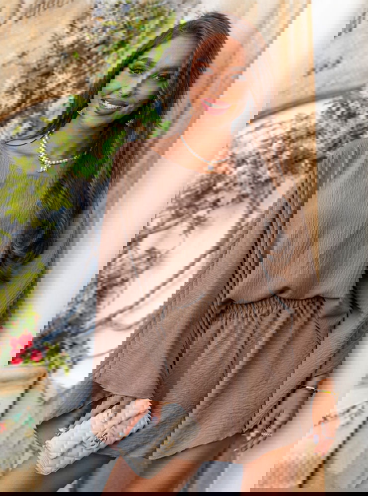 Komplet top i szorty Fosca - mocha...