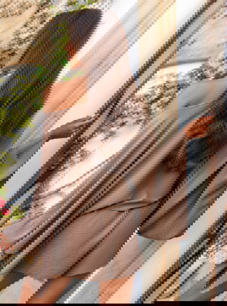 Komplet top i szorty Fosca - mocha...