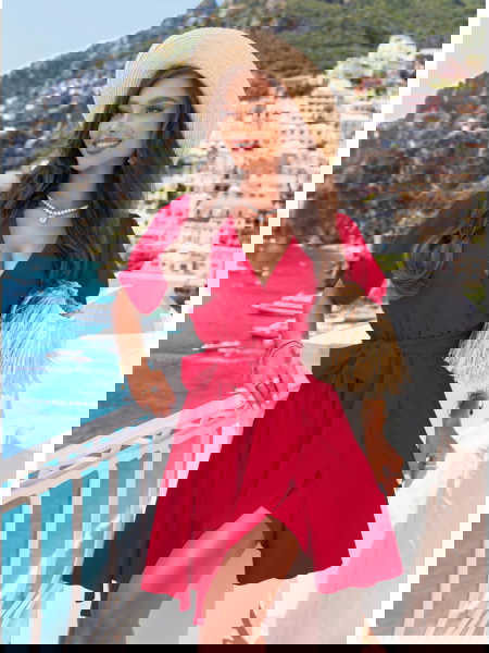 Malinowa sukienka mini... 2