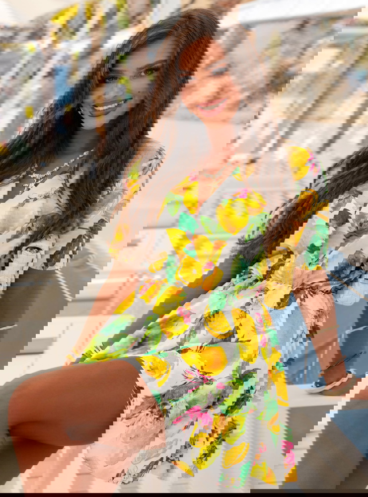 Wzorzysty kombinezon jak sukienka z...