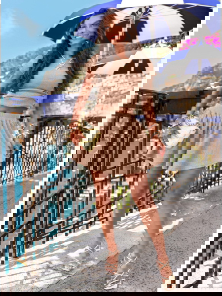 Beżowy komplet prążkowany... 2