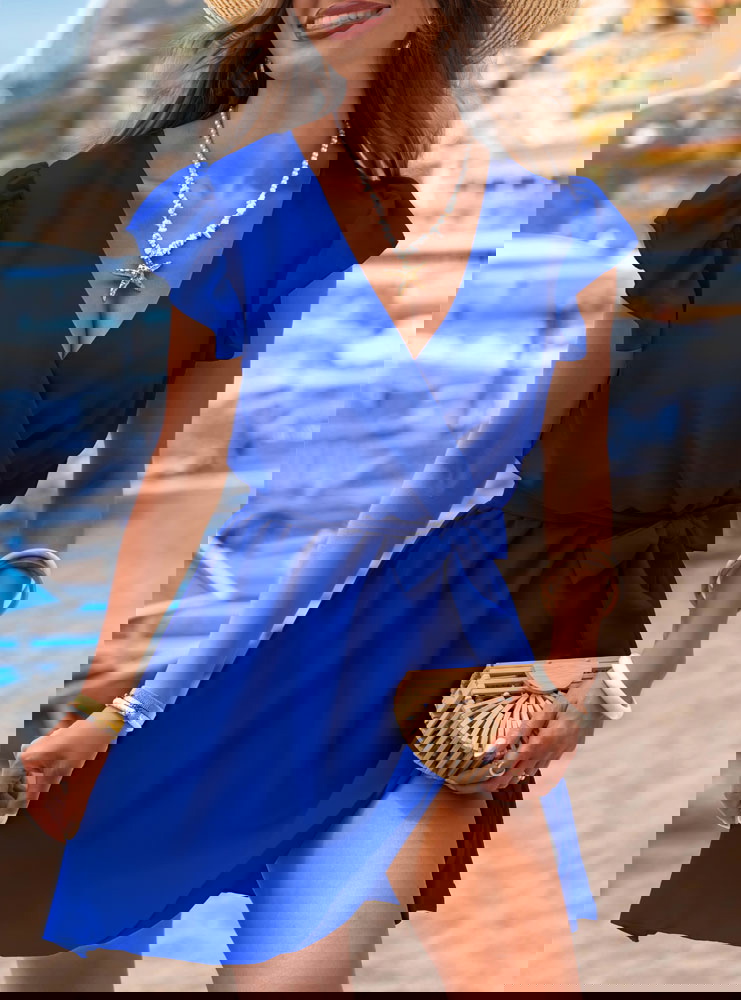 Chabrowa sukienka z przekładanym...