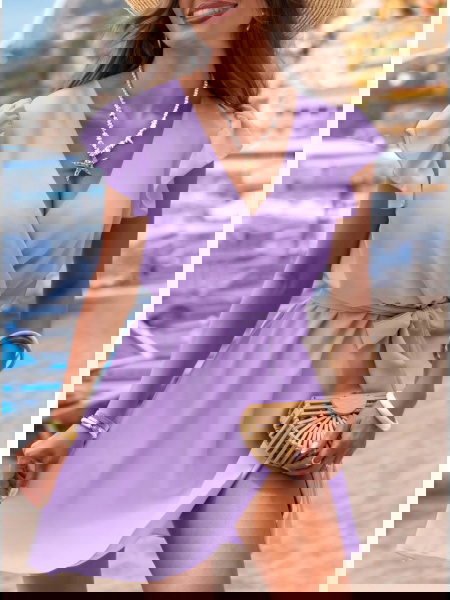 Liliowa sukienka z... 2