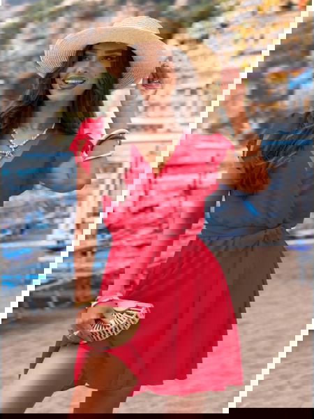 Malinowa sukienka z... 2