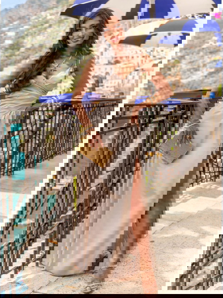 Beżowa sukienka maxi na... 2