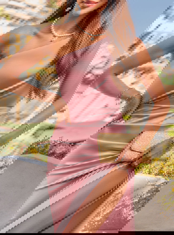 Długa sukienka z rozcięciem Elga -...