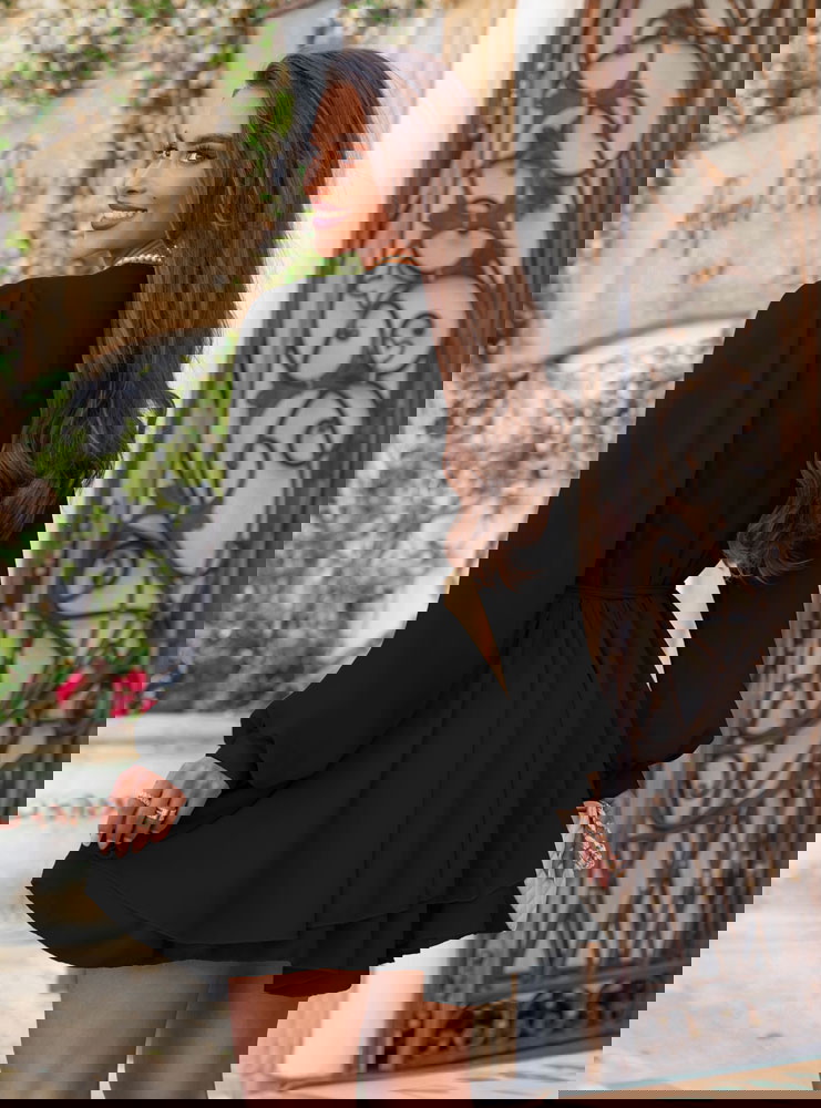 Czarna szyfonowa sukienka mini z...