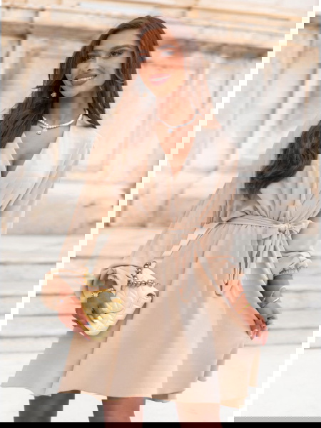 Beżowa sukienka mini z... 2