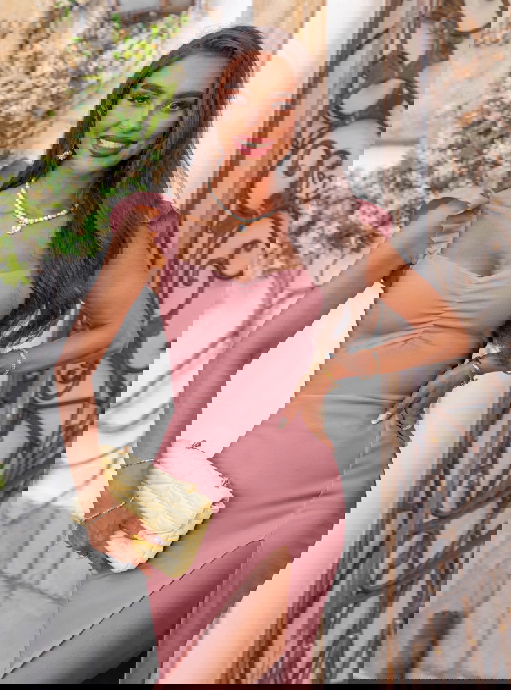 Sukienka z rozcięciem Nunzia - brudny...