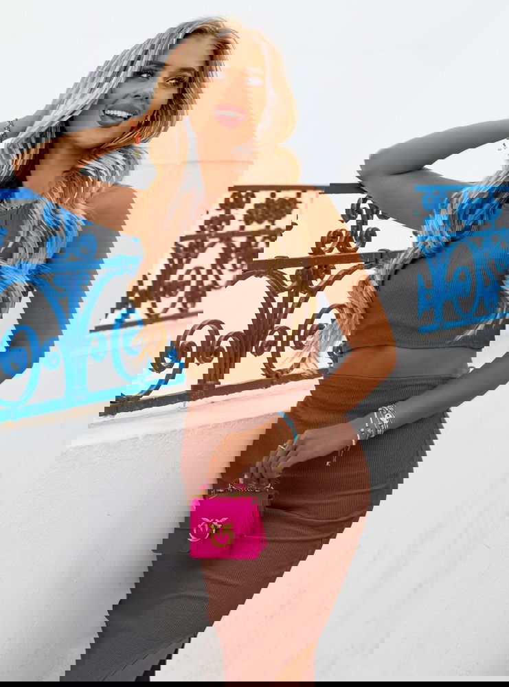 Prążkowany komplet top+spódnica z...