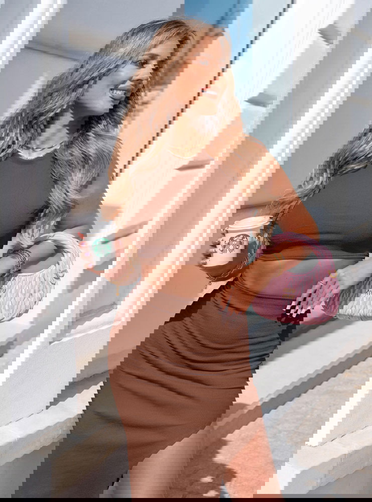 Prążkowany komplet top+spódnica z...