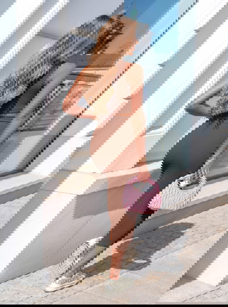 Prążkowany komplet top+spódnica z...