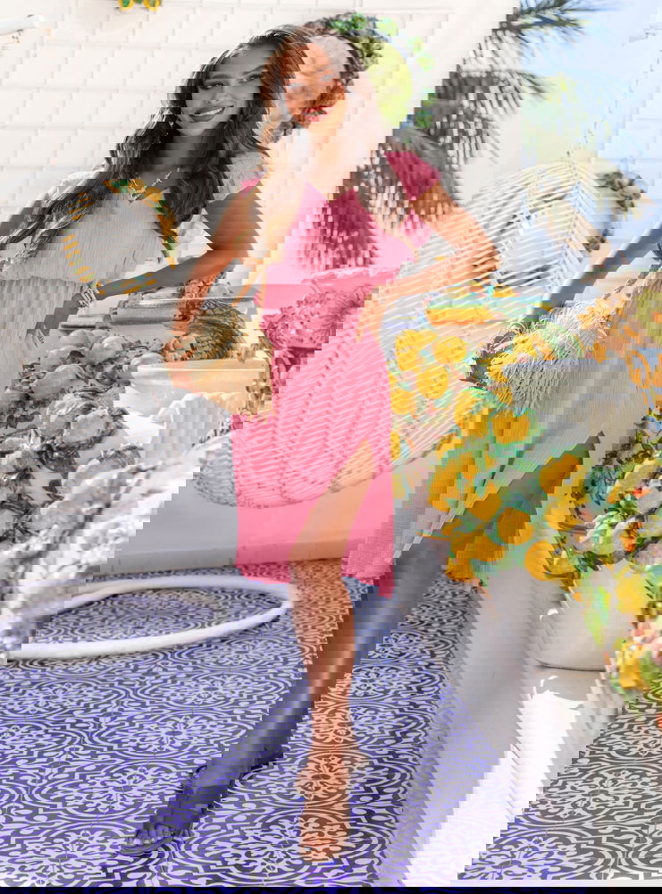 Pudrowa muślinowa sukienka midi Boromea