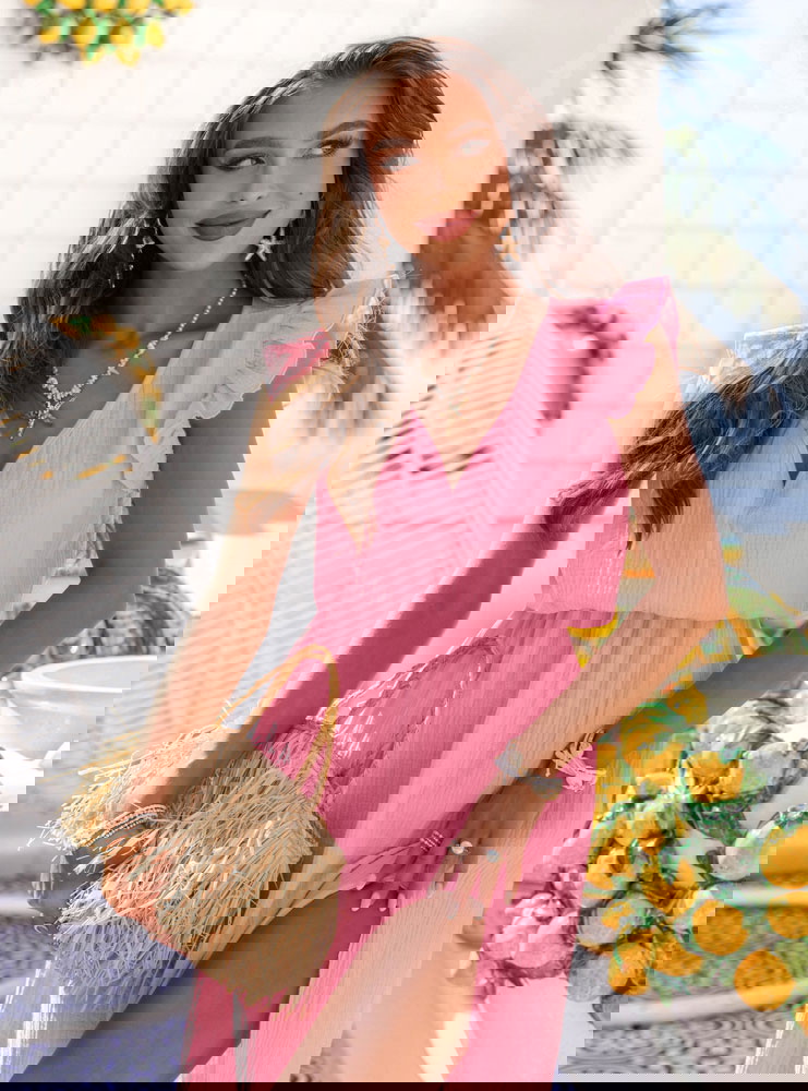 Pudrowa muślinowa sukienka midi Boromea