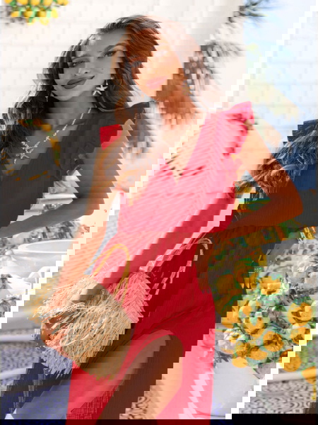 Malinowa muślinowa sukienka... 2