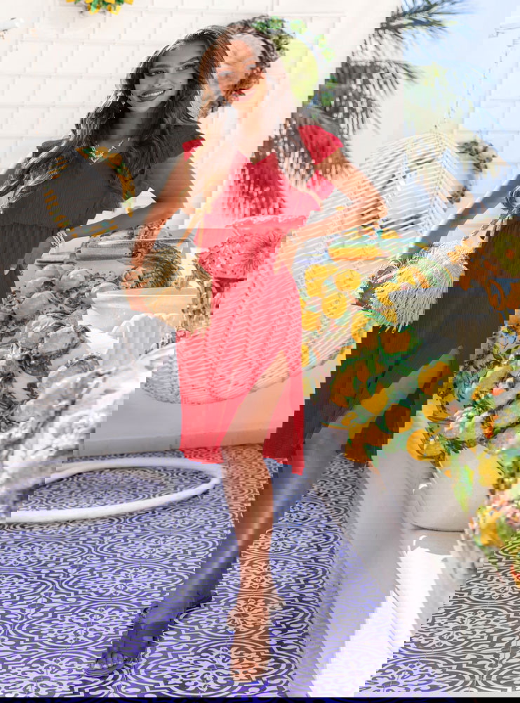 Malinowa muślinowa sukienka midi Boromea