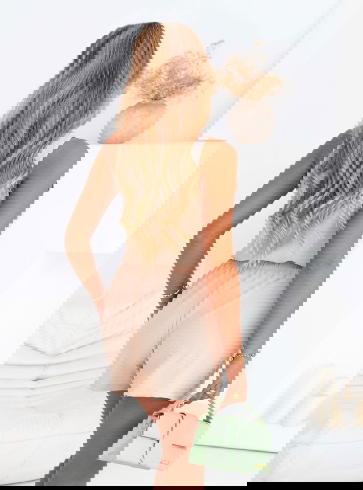 Beżowy komplet bluzka i szorty Ermellina