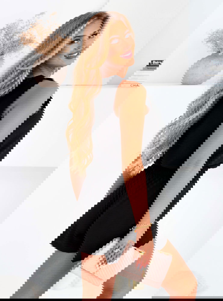 Czarny komplet bluzka i szorty Ermellina