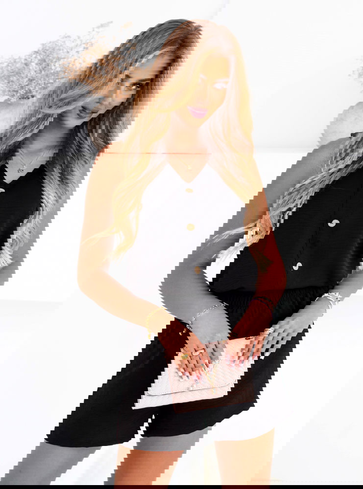 Czarny komplet bluzka i szorty Ermellina