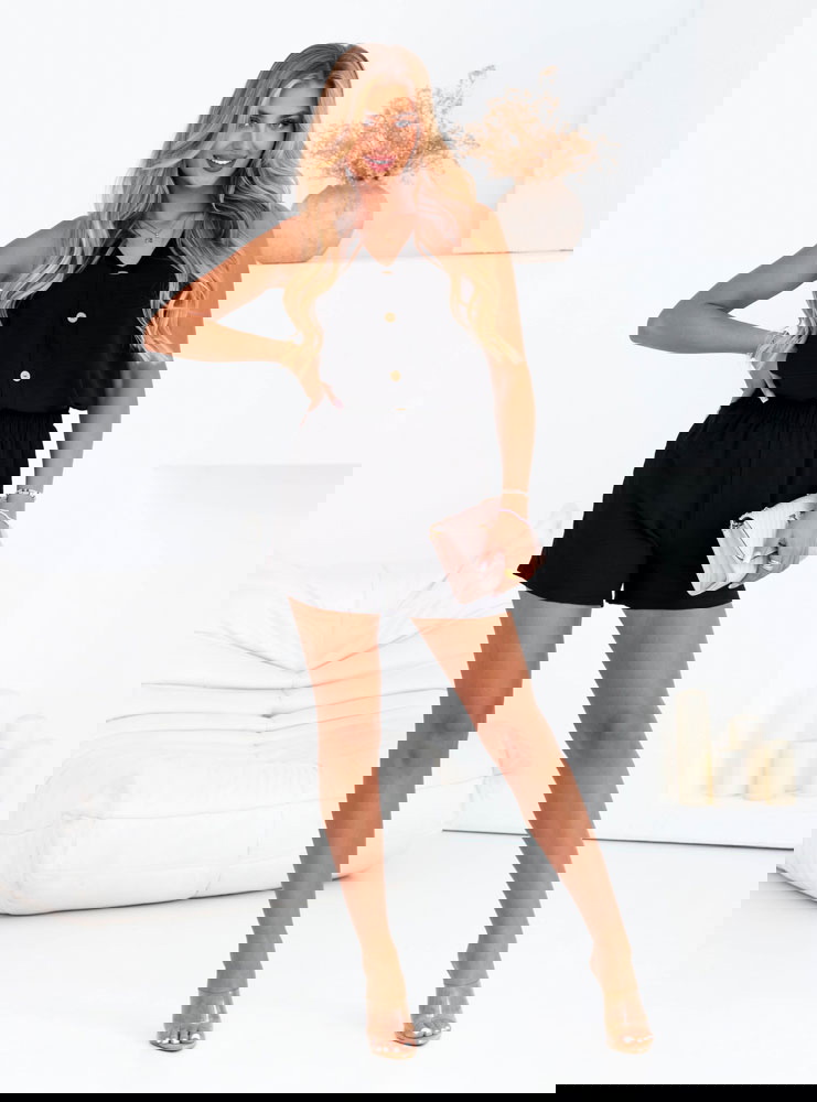 Czarny komplet bluzka i szorty Ermellina