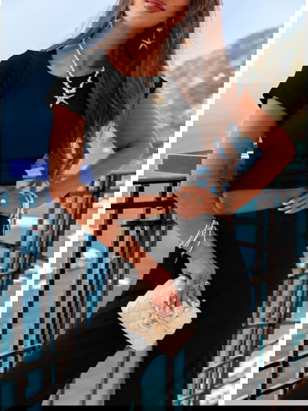 Czarny komplet prążkowany... 2