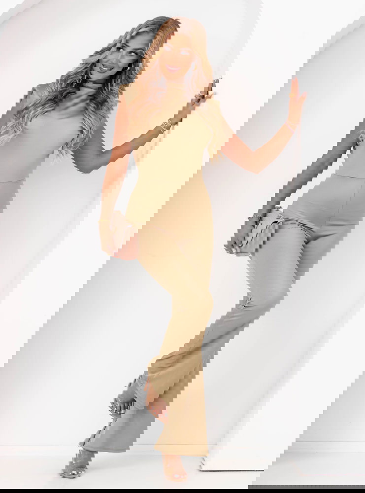 Beżowy dopasowany kombinezon Kimbery