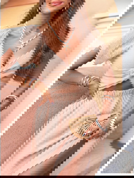 Beżowa muślinowa sukienka... 2