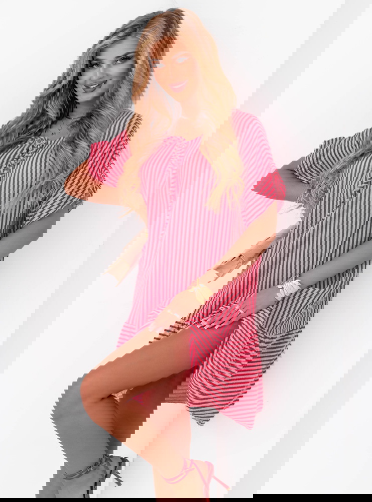 Wzorzysta muślinowa sukienka oversize...