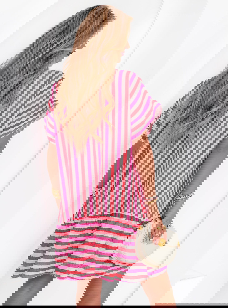 Wzorzysta muślinowa sukienka oversize...