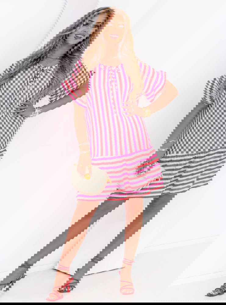 Wzorzysta muślinowa sukienka oversize...