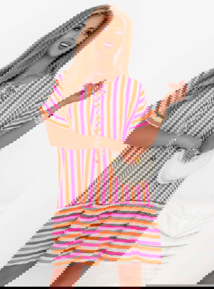 Wzorzysta muślinowa sukienka oversize...