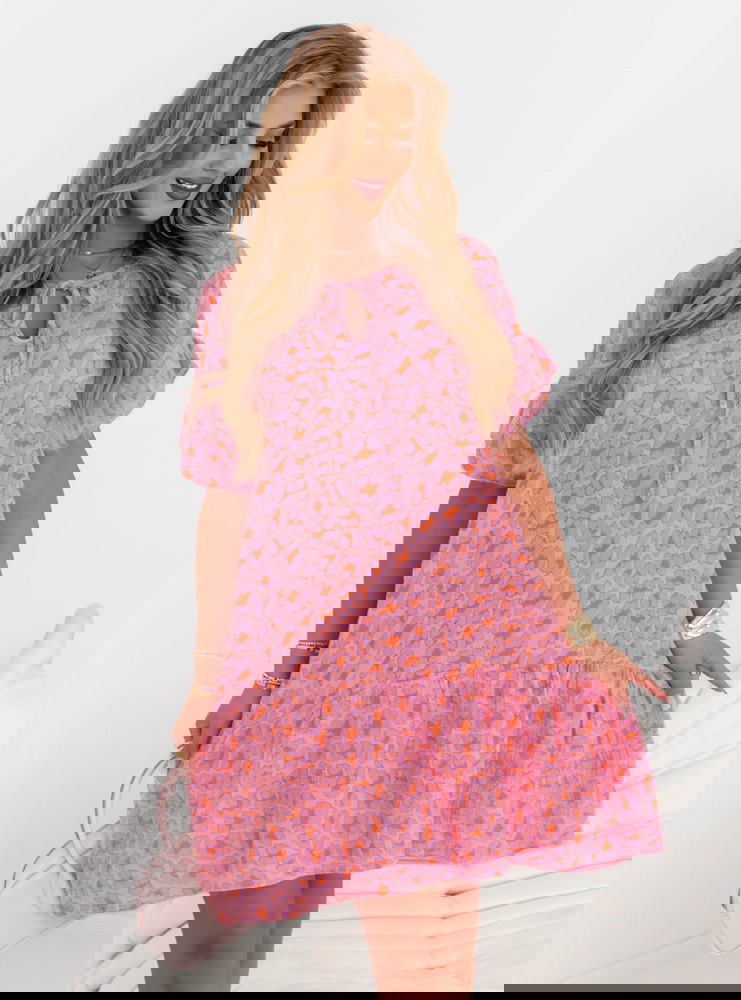 Wzorzysta muślinowa sukienka oversize...