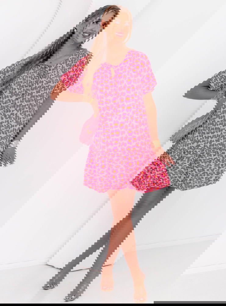 Wzorzysta muślinowa sukienka oversize...