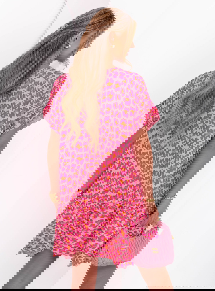 Wzorzysta muślinowa sukienka oversize...