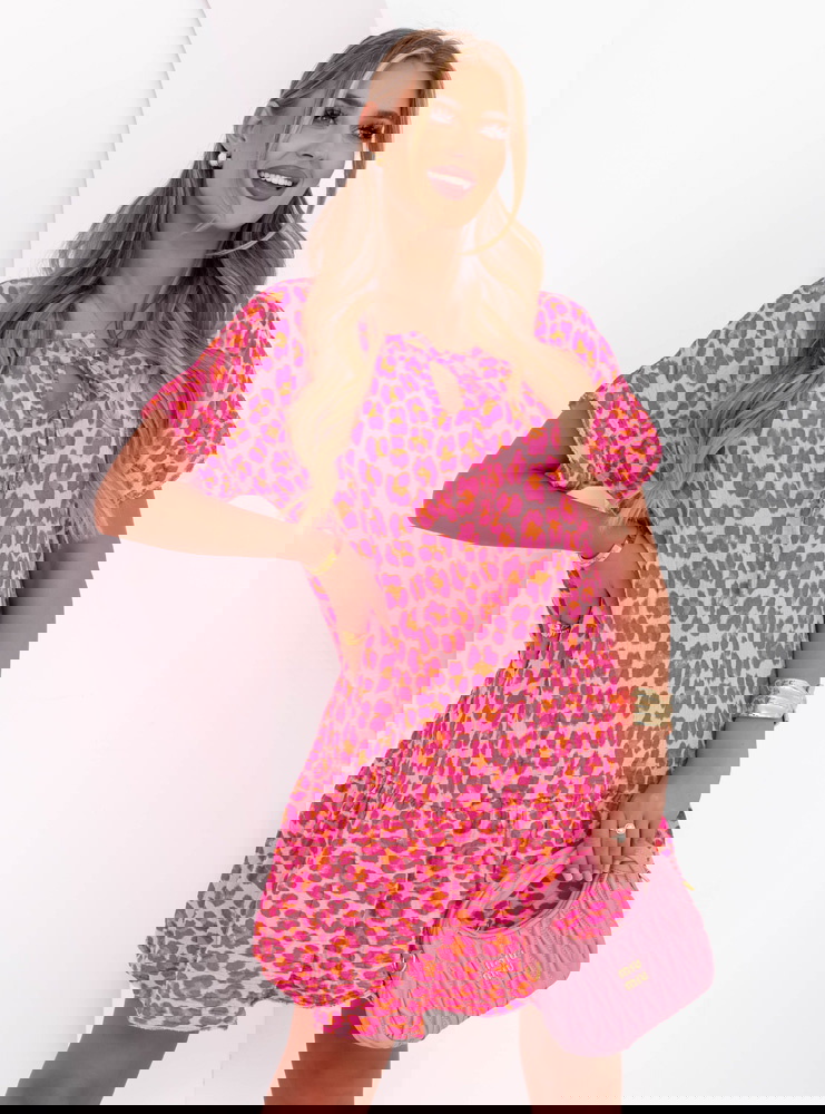 Wzorzysta muślinowa sukienka oversize...