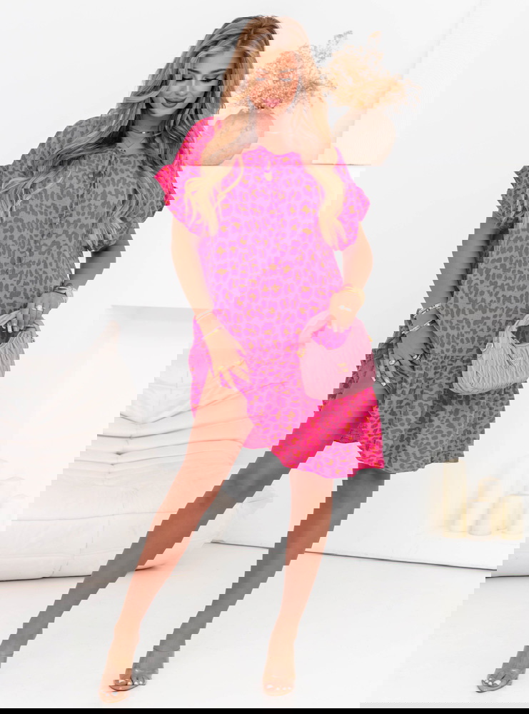 Wzorzysta muślinowa sukienka oversize...