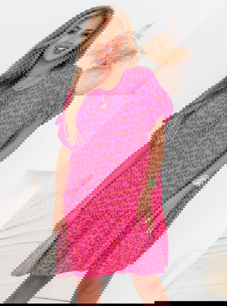 Wzorzysta muślinowa sukienka oversize...