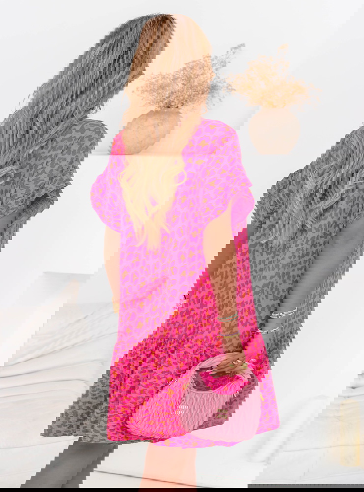 Wzorzysta muślinowa sukienka oversize...