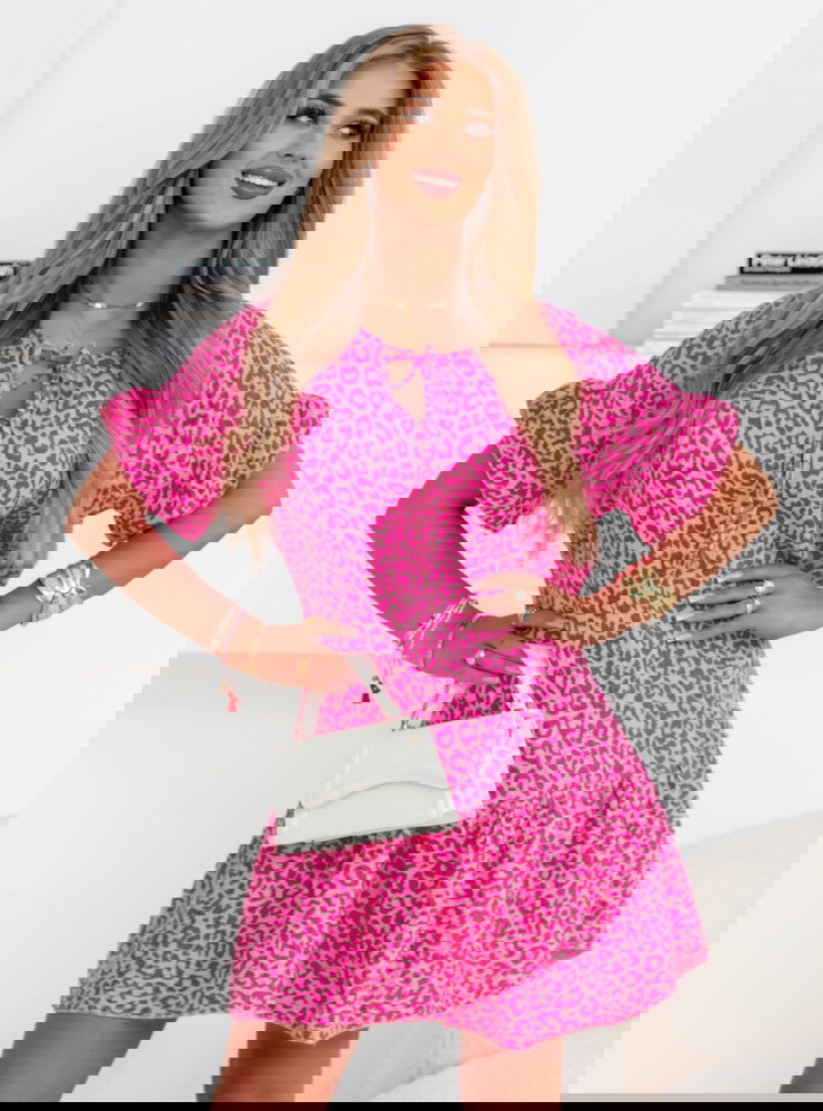 Wzorzysta muślinowa sukienka oversize...