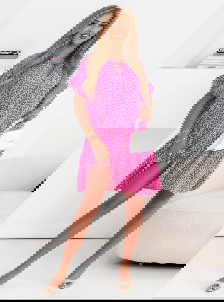 Wzorzysta muślinowa sukienka oversize...