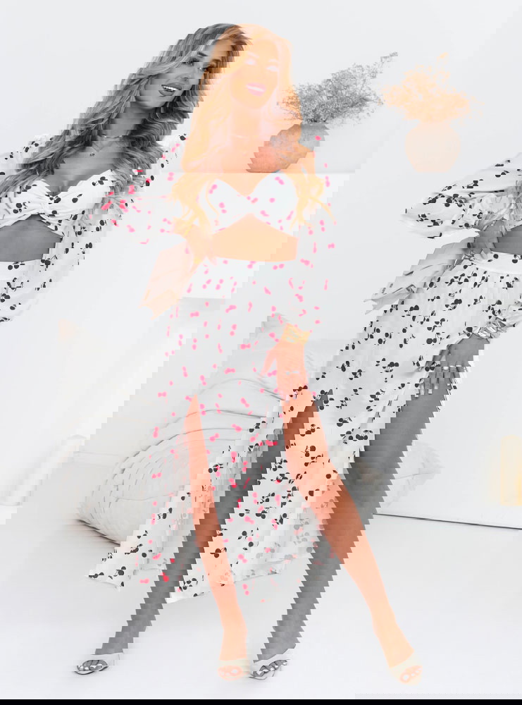 Biały komplet krótki top i spódnica z...