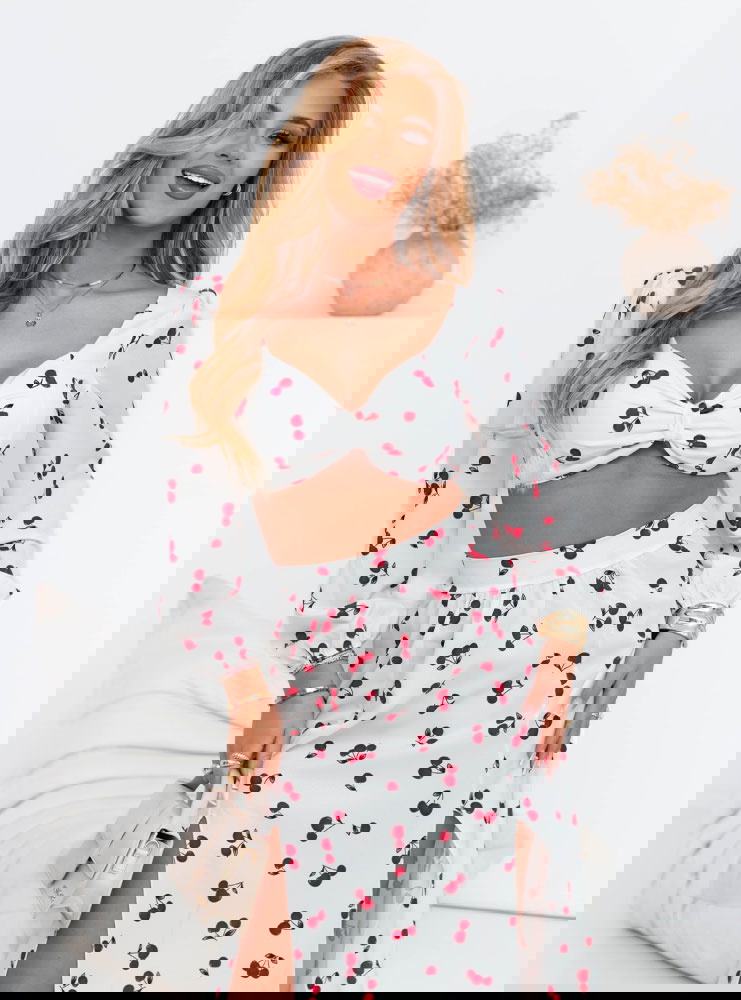 Biały komplet krótki top i spódnica z...