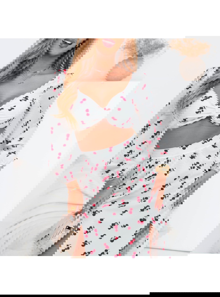 Biały komplet krótki top i spódnica z...