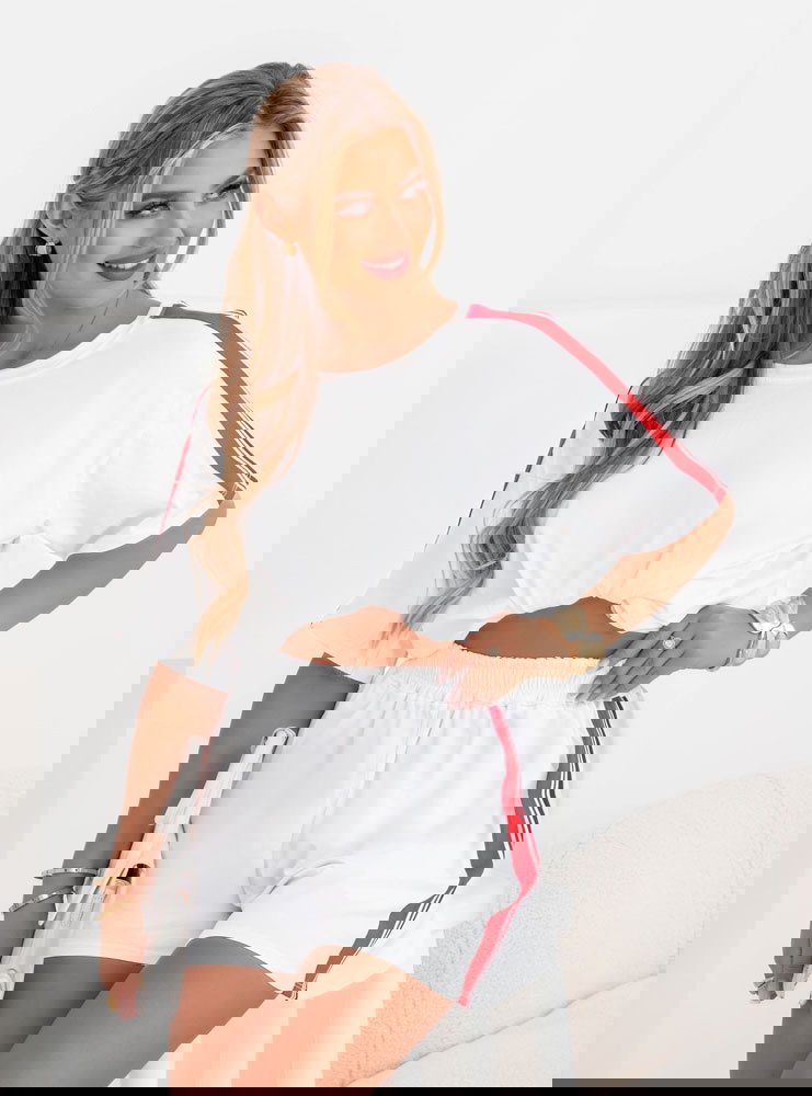 Biały komplet koszulka i szorty Sumet