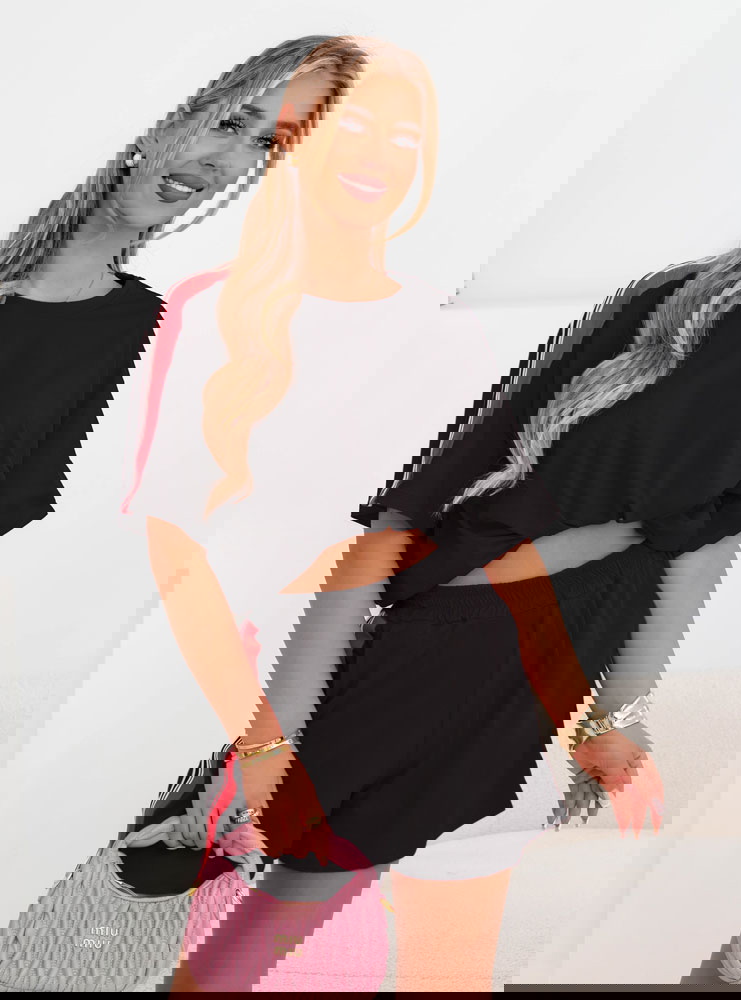 Czarny komplet koszulka i szorty Sumet