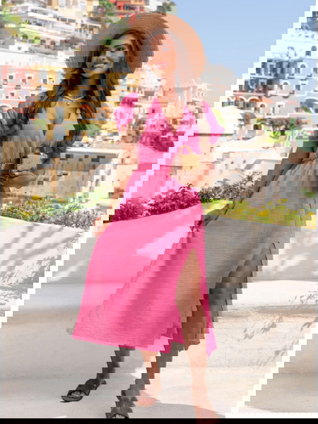 Różowa muślinowa sukienka z... 2