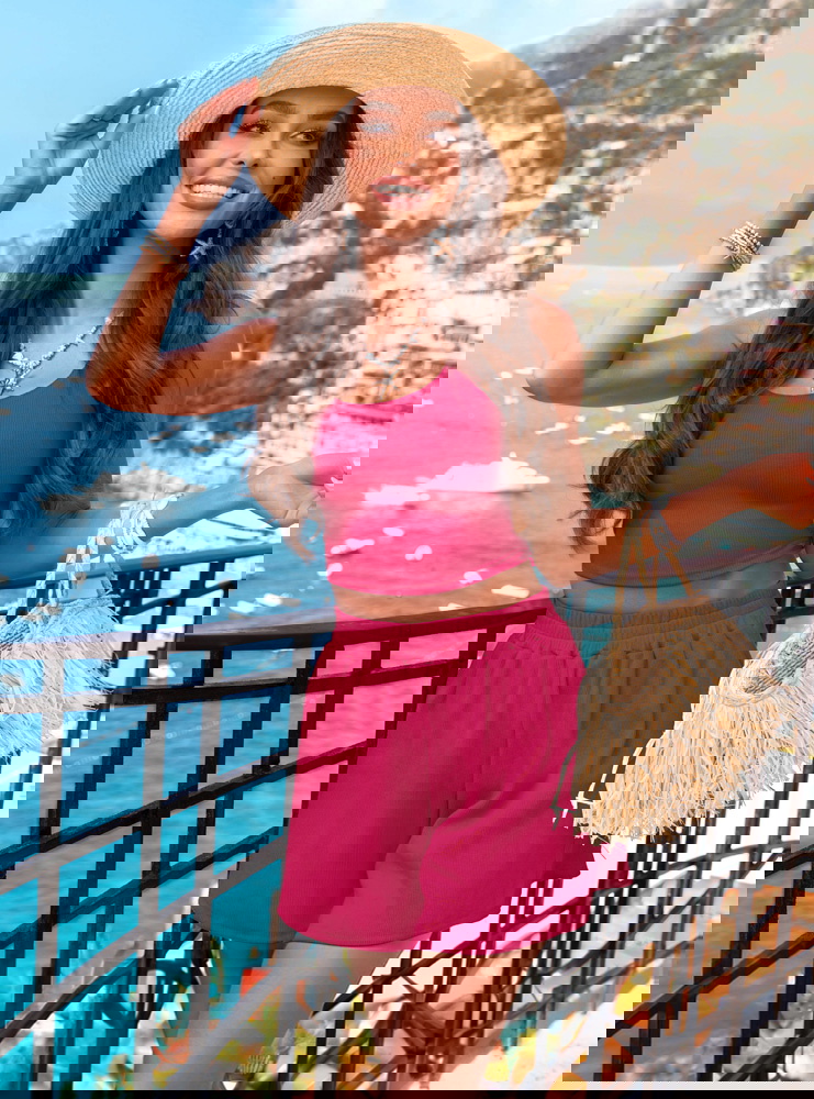 Prążkowany komplet top i spodenki...